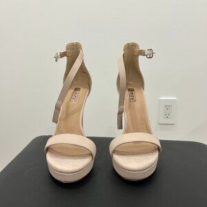 IDIFU Janice Stiletto Heel Sandals Women's Shoes Size 7, Nude Nubuck